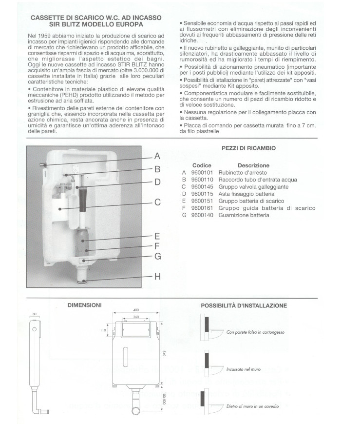 BATTERIA CENTRALE DI SCARICO PER EUROPA